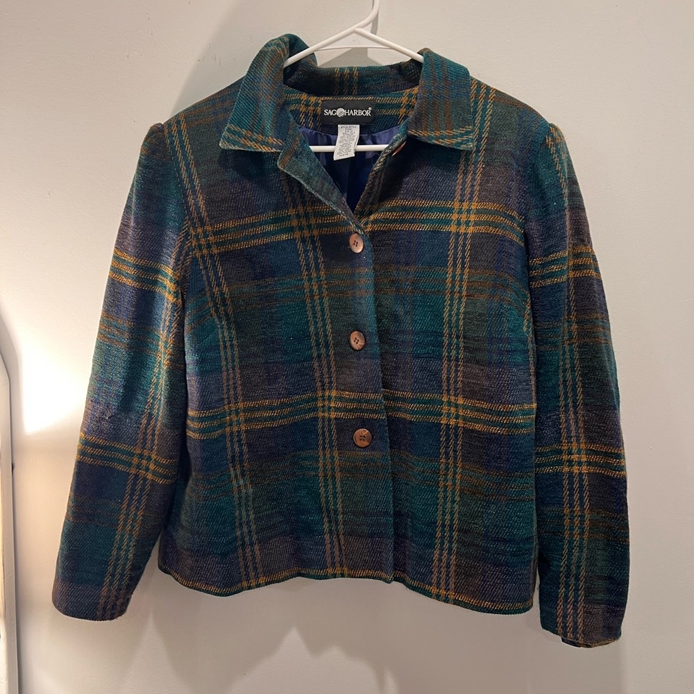 Vintage Sag Harbor plaid jacket- size 14